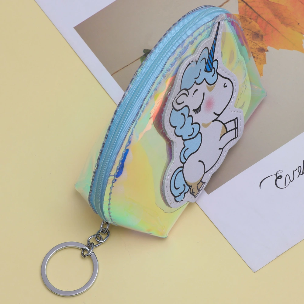 Cartoon  Coin Bag Semicircle Purse Transparent Unicorn Charge Bag for Girls Women