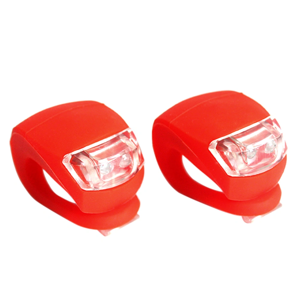 2 Pcs Bike Silicone Head Waterproof Light Front Rear LED Safety Warning Flash Light Lamp for Outdoor Sports (Red)