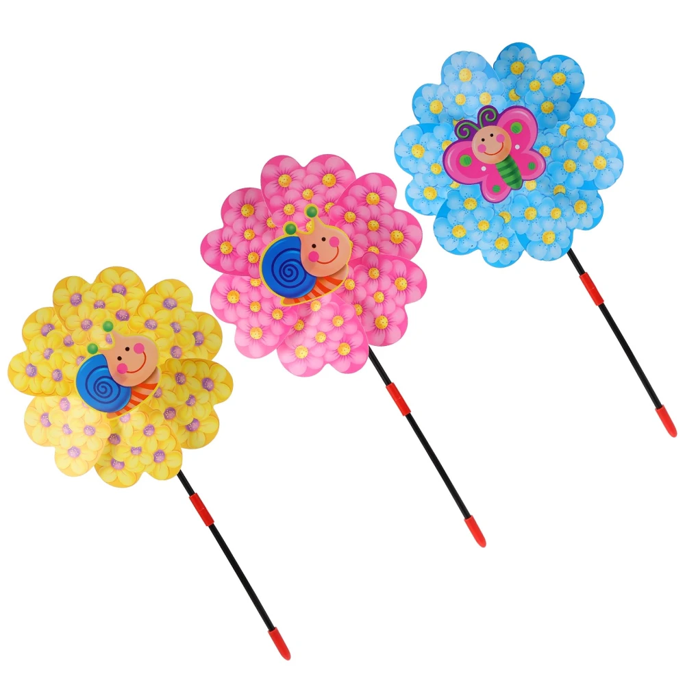 3pcs Cartoon Windmill Ornament Creative Outdoor Scene Decoration (Random Color)