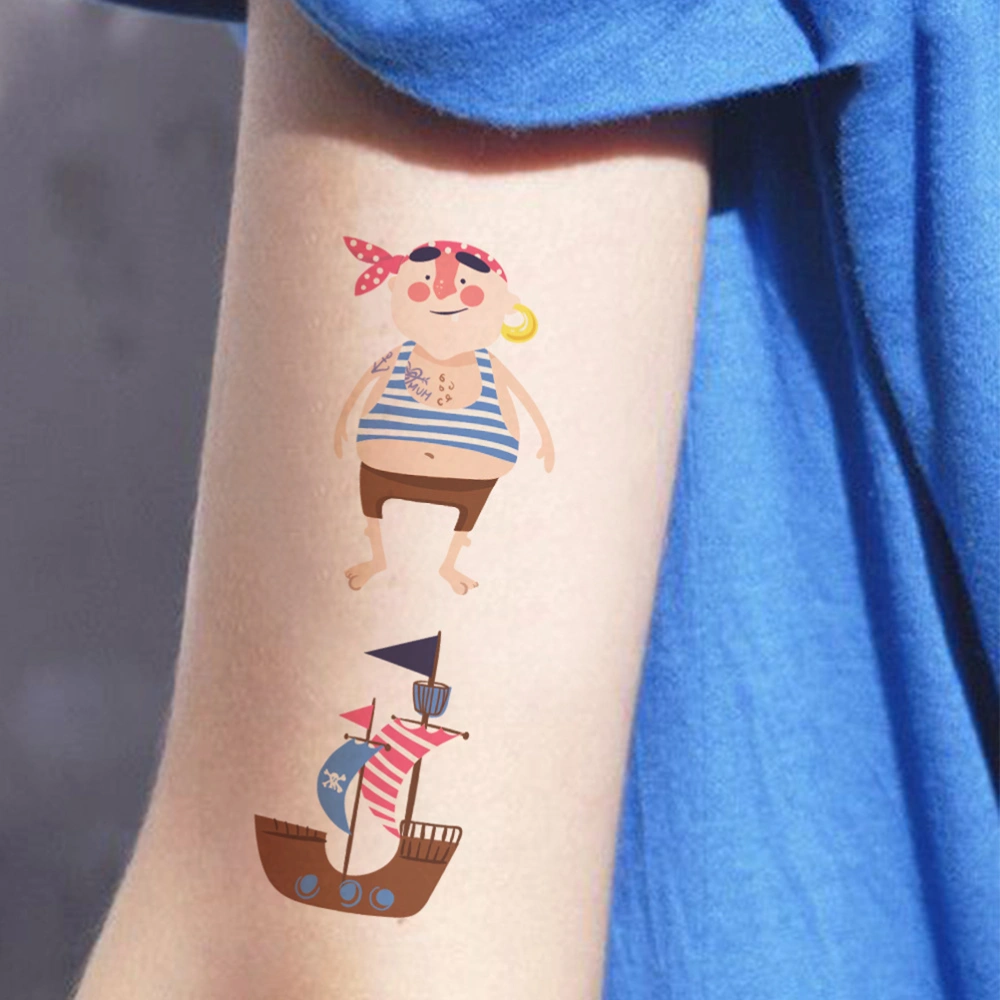 16 Sheets Waterproof Face Sticker Funny Cartoon Pirate Treasure Bag Stickers Activity Sticker Body Art Make Up Tools