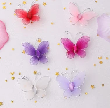 50 Pcs Butterflies Decors Butterflies Decor Set Nylon Butterflies for DIY Cloth Dress Decoration