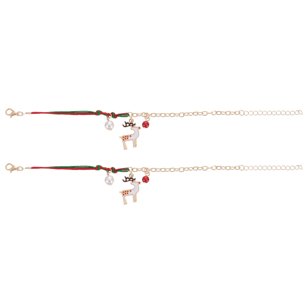 2pcs Festive Charm Chain Christmas Bracelet Alloy Wrist Chain Bangle