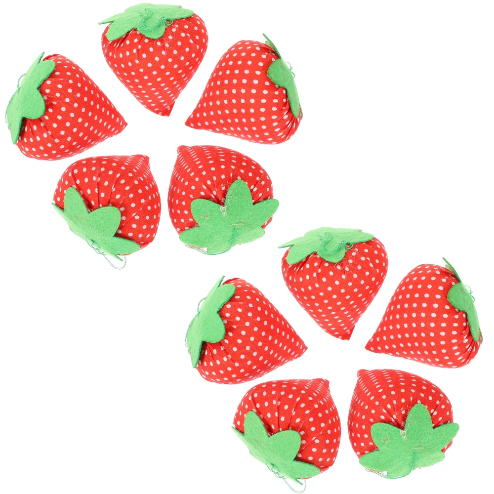 10pcs Strawberry Pin Cushion Needle Cushions Sewing Needle Holder Sewing Tool