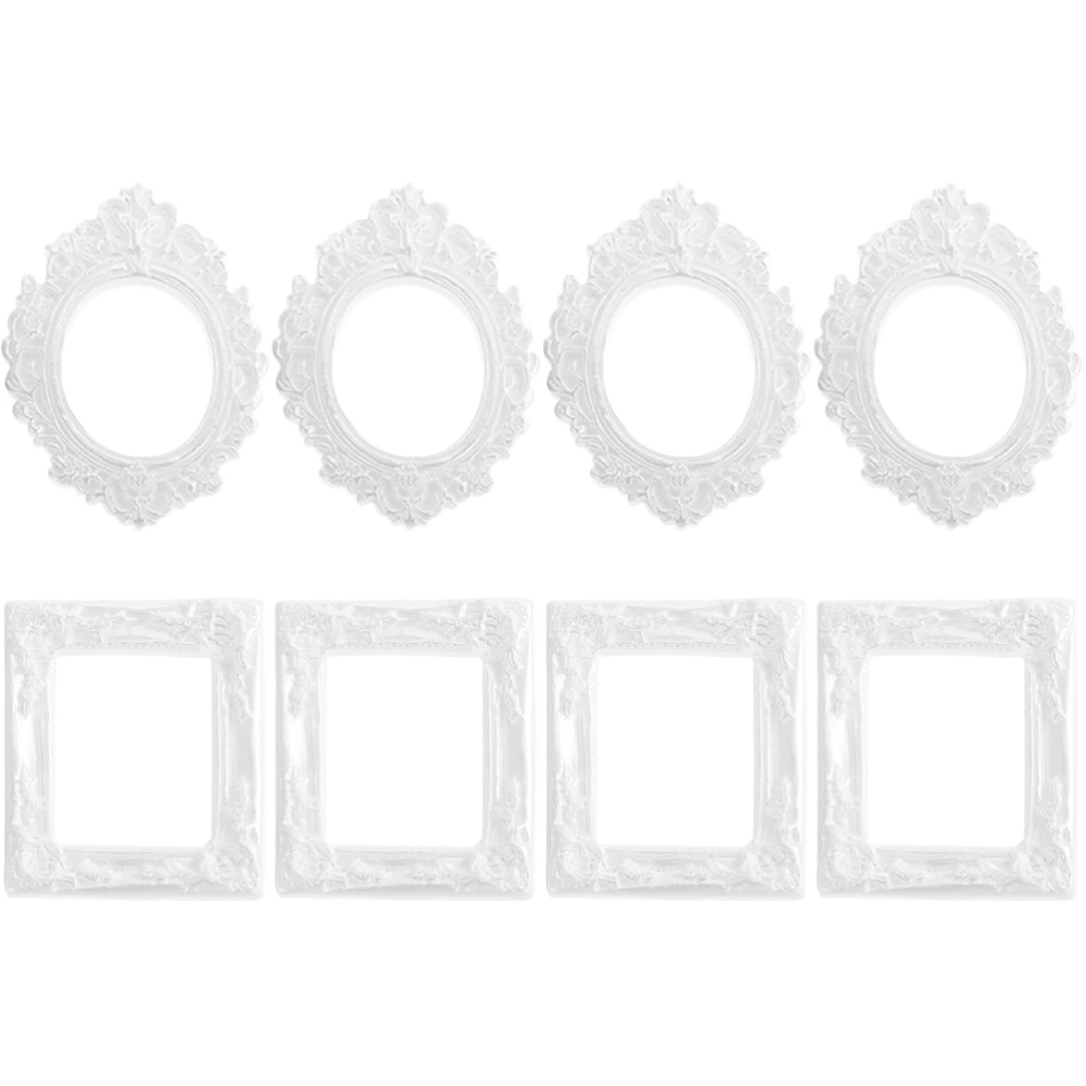 8Pcs Miniature Vintage Photo Frames Resin Vintage Picture Frames Decor DIY Phone Case Decor