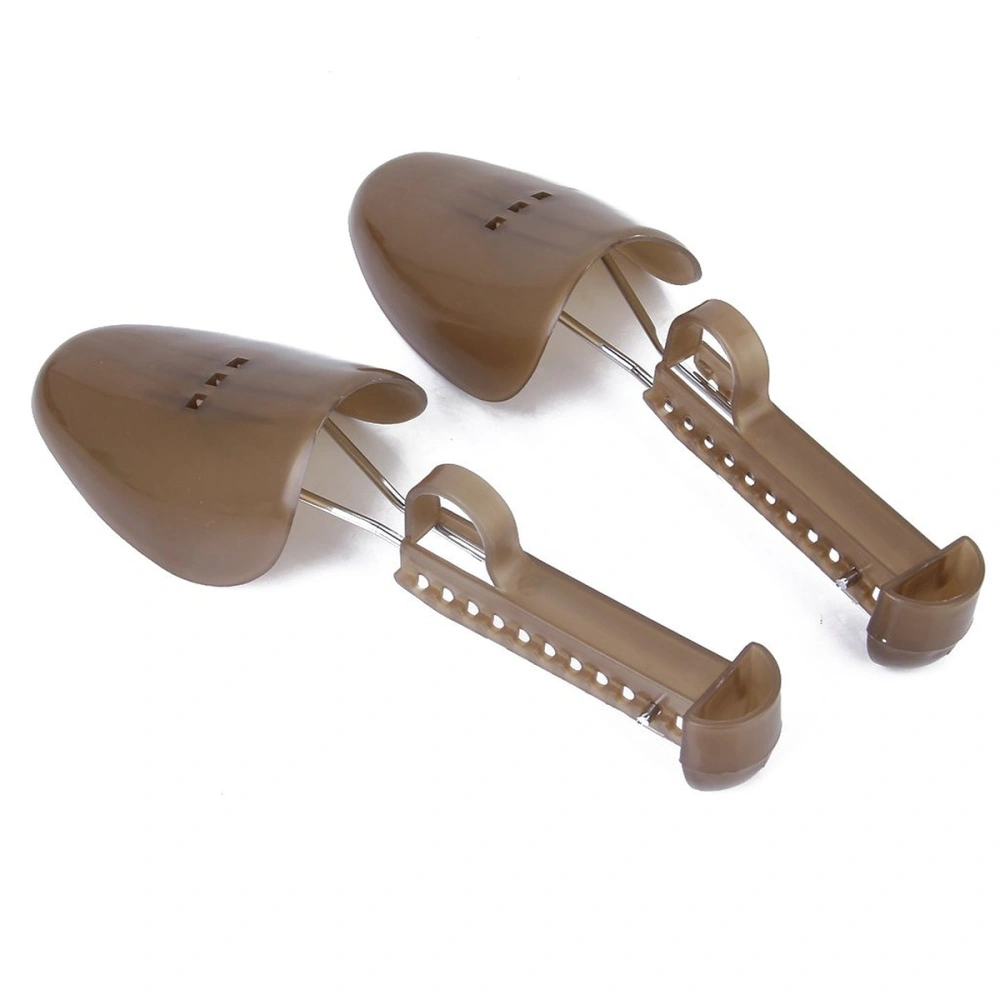 Pair of Men Adjustable Plastic Shoe Tree Stretcher Boot Holder (Brown)