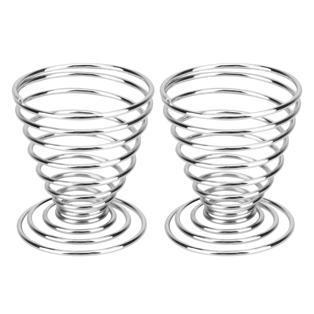 2 Pcs Stainless Steel Egg Cup Mini Spring Wire Egg Tray Egg Holder Boiled Egg Stand Storage