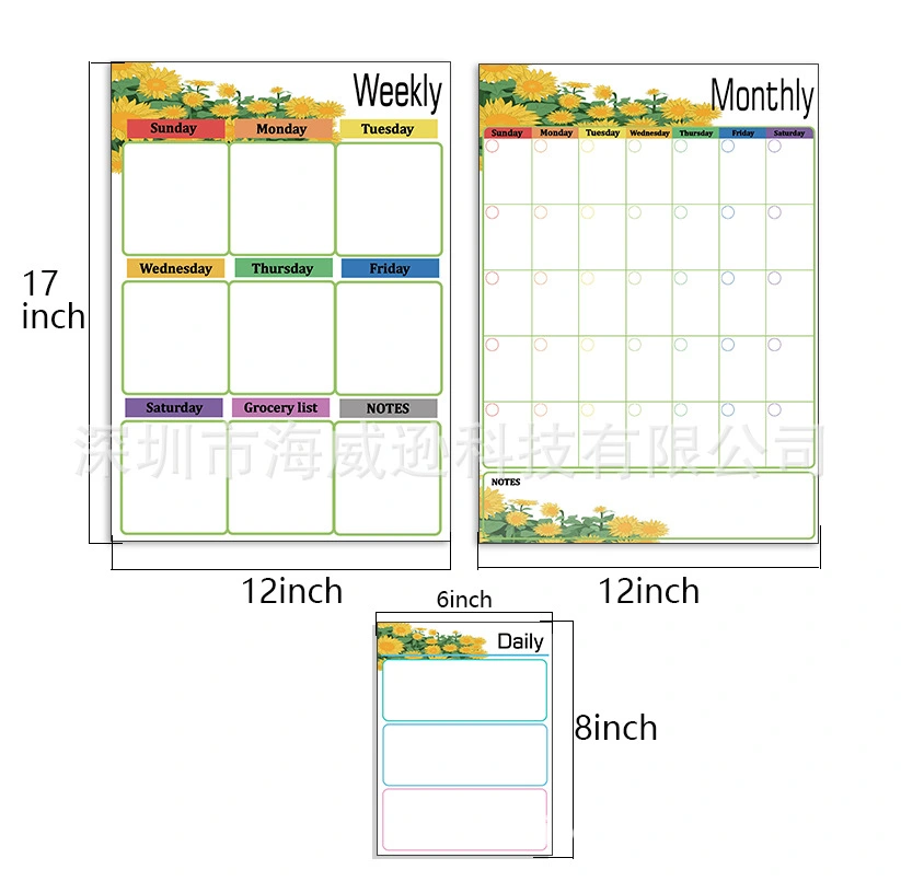 Practical Fridge Calendar Dry Erase White Board Fridge Mount Planner White Board for Daily Use