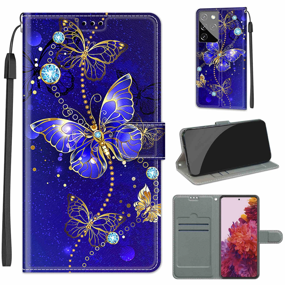 PU Leather Phone Wallet Case Painted Phone Shell Compatible with S21 Ultra 5G