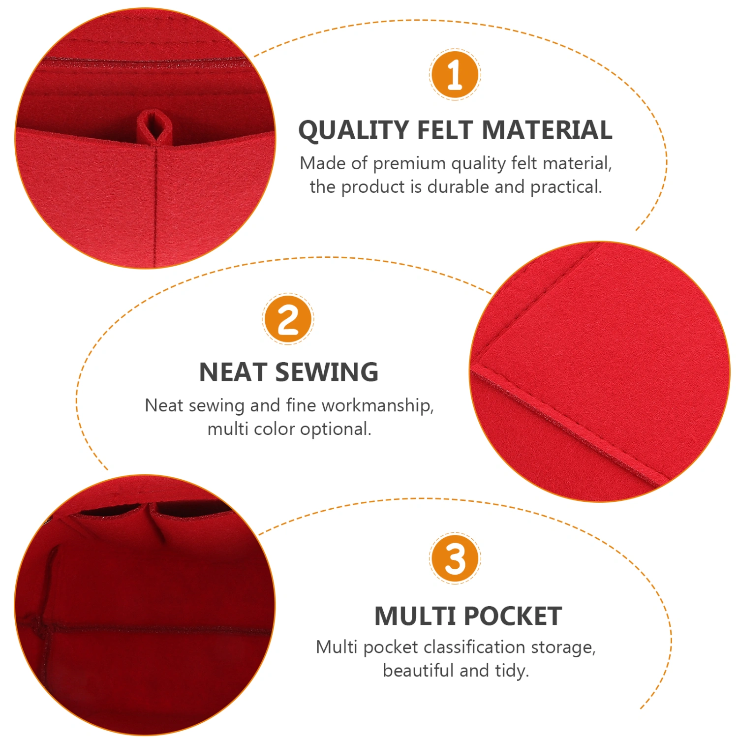 1PC Multi-functional Cosmetics Bag Large Capacity Handbag Liner Felt Liner