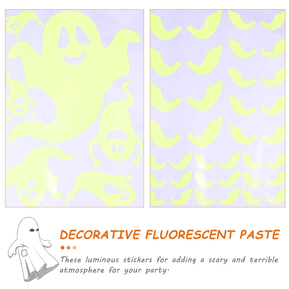 2 Sheets Halloween Luminous Decals Creepy Wall Stickers Party Supplies Haunted House Decor