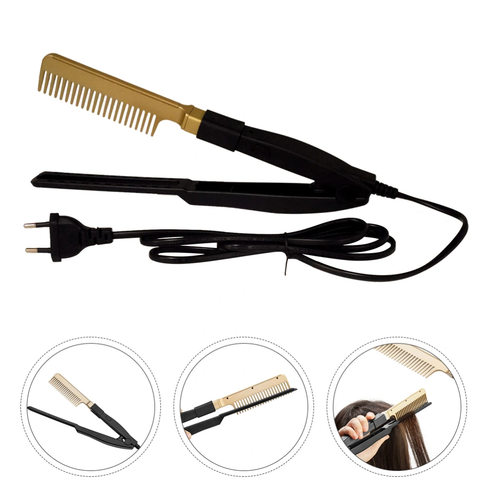 1 Pc Hair Straightening Brush Electric Straight Comb for Women Men Hair (Golden)