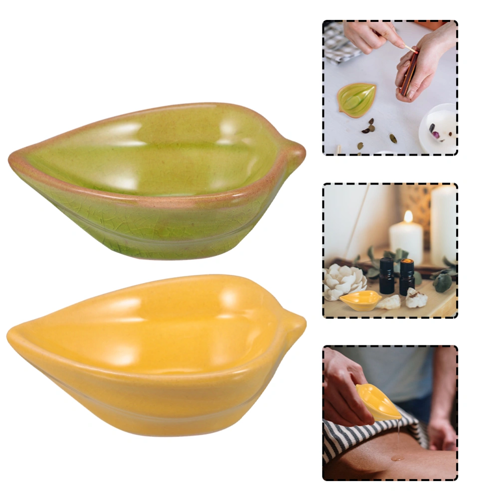 2Pcs Ceramic Essential Oil Bowls Aromatherapy Storage Tray Salon Supplies