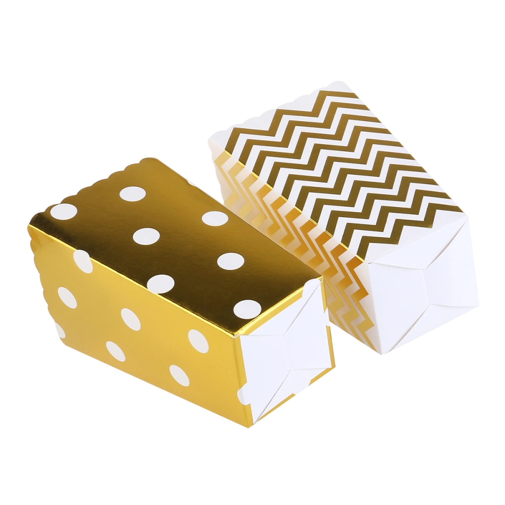 NUOLUX 50pcs Popcorn Boxes Yellow Design Trio Miniature Scalloped Cardboard Party Candy Container Treat Cartons (Gold)