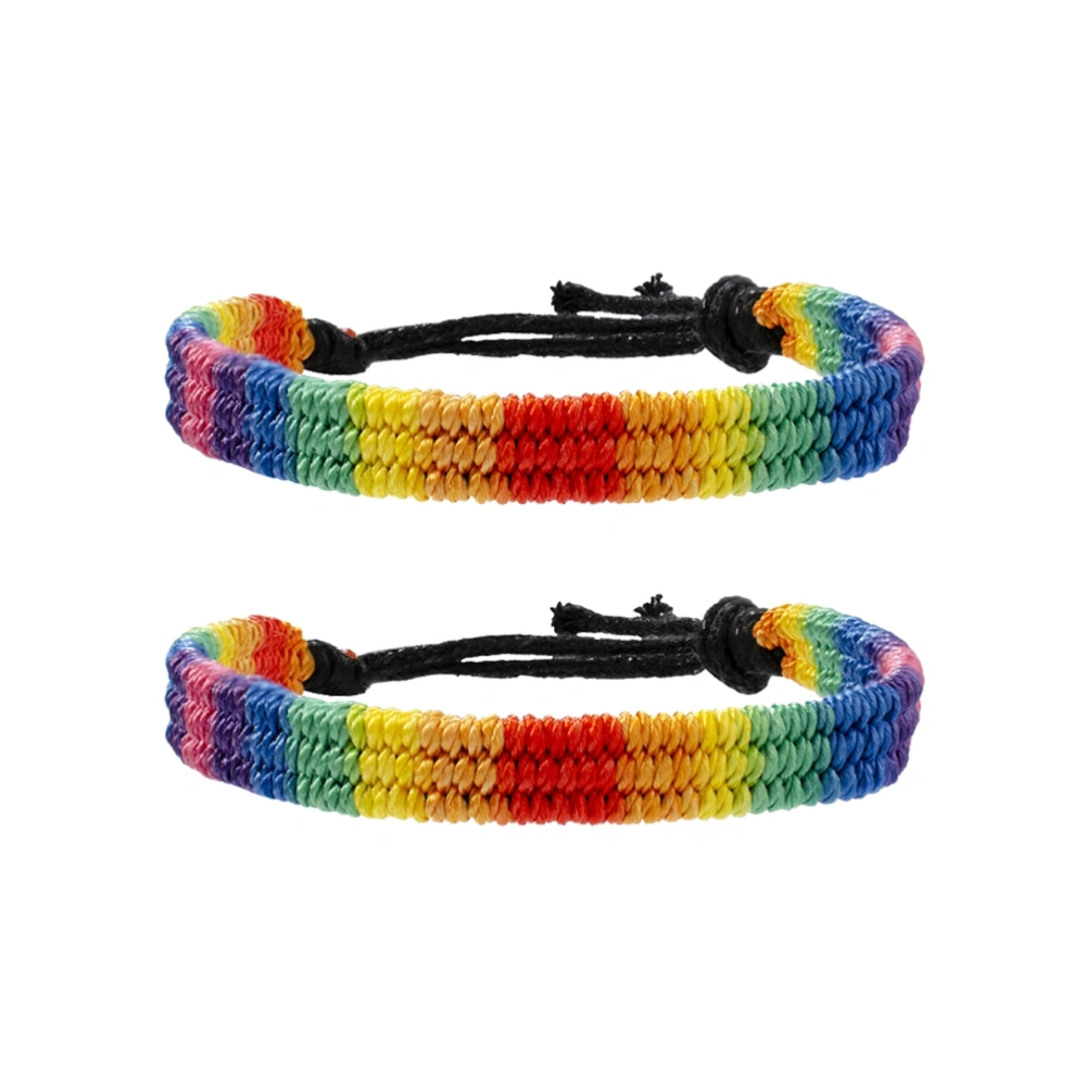 2pcs LGBT Handwoven Wrist Chain Braided Rainbow Gay Bracelet Colorful Lesbian Wristband