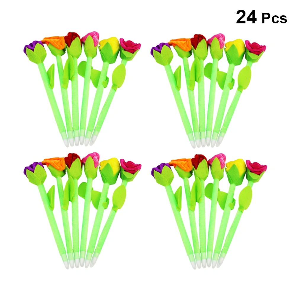 24Pcs Rose Shaped Ballpoint Pens Flower Ball Pens Creative Students Pens Cartoon Ballpoint Pens (Mixed Delivery)