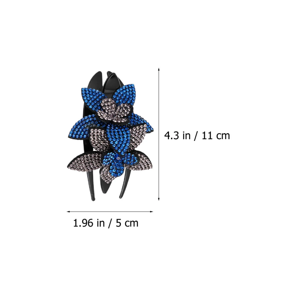 4Pcs Rhinestone Double Flower Floral Hair Clips Nonslip Comb Hairpins for Women