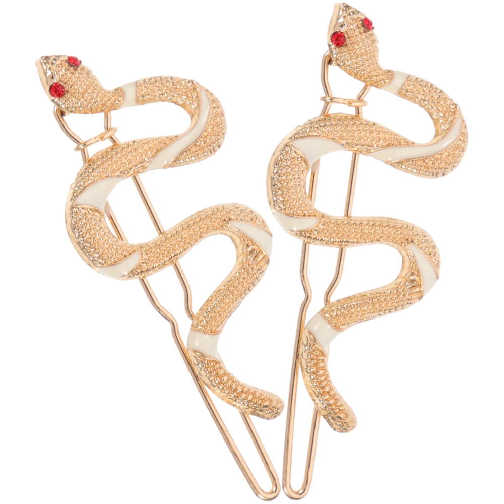 1 Pair Retro Hairpins Snake-shaped Headdress Queen Hair Clip Ornament (Golden)