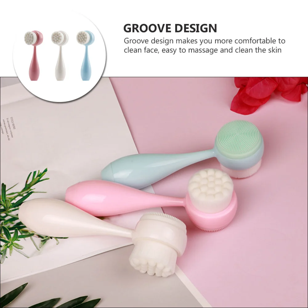 3pcs Manual Face Wash Cleaning Brush Face Cleansing Brush Massage Face Brush