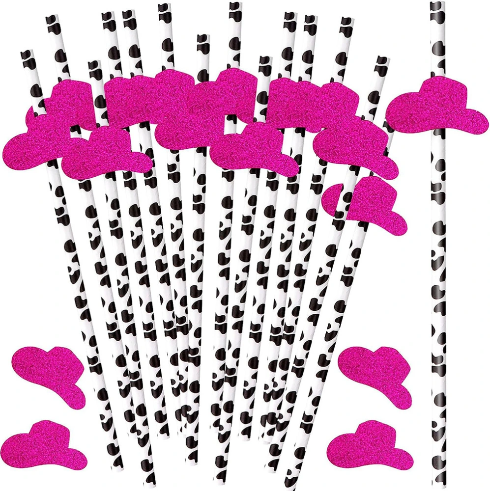 36pcs Cowboy Theme Straws Party Paper Straws Cowboy Decors Cowboy Themed Paper Straws