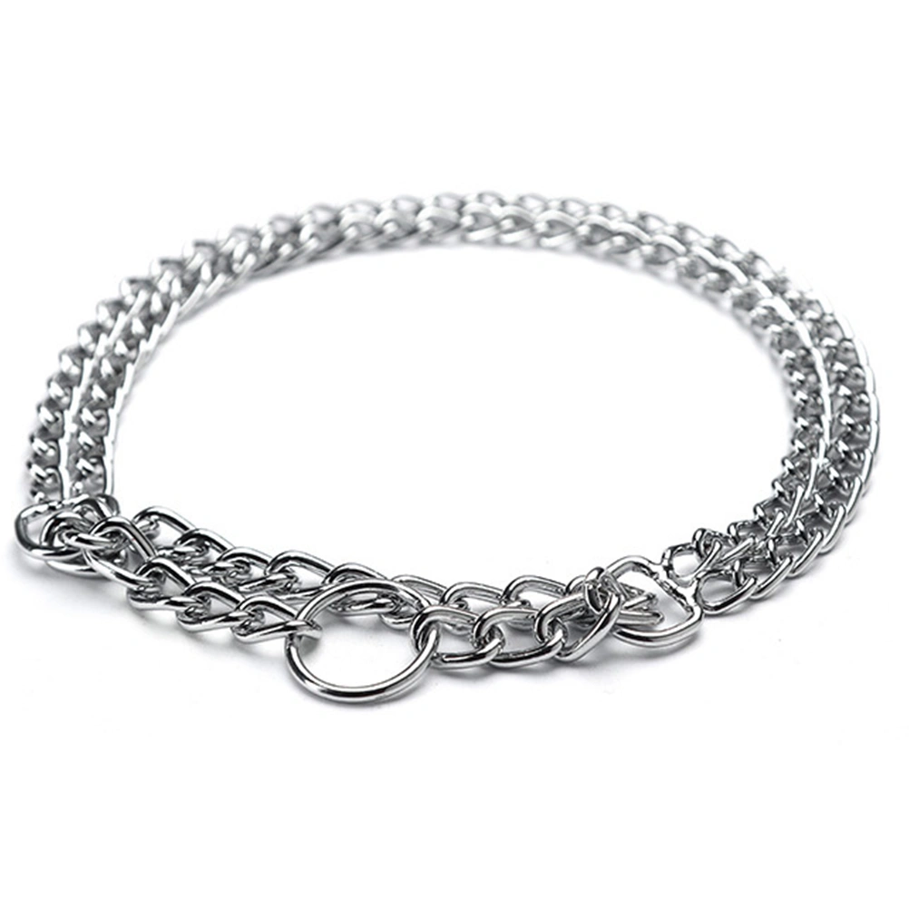 Metal Chain Martingale Dog Collar Double Row Plated Choke Training Show Collar 2.0mm x 40cm (Silver)