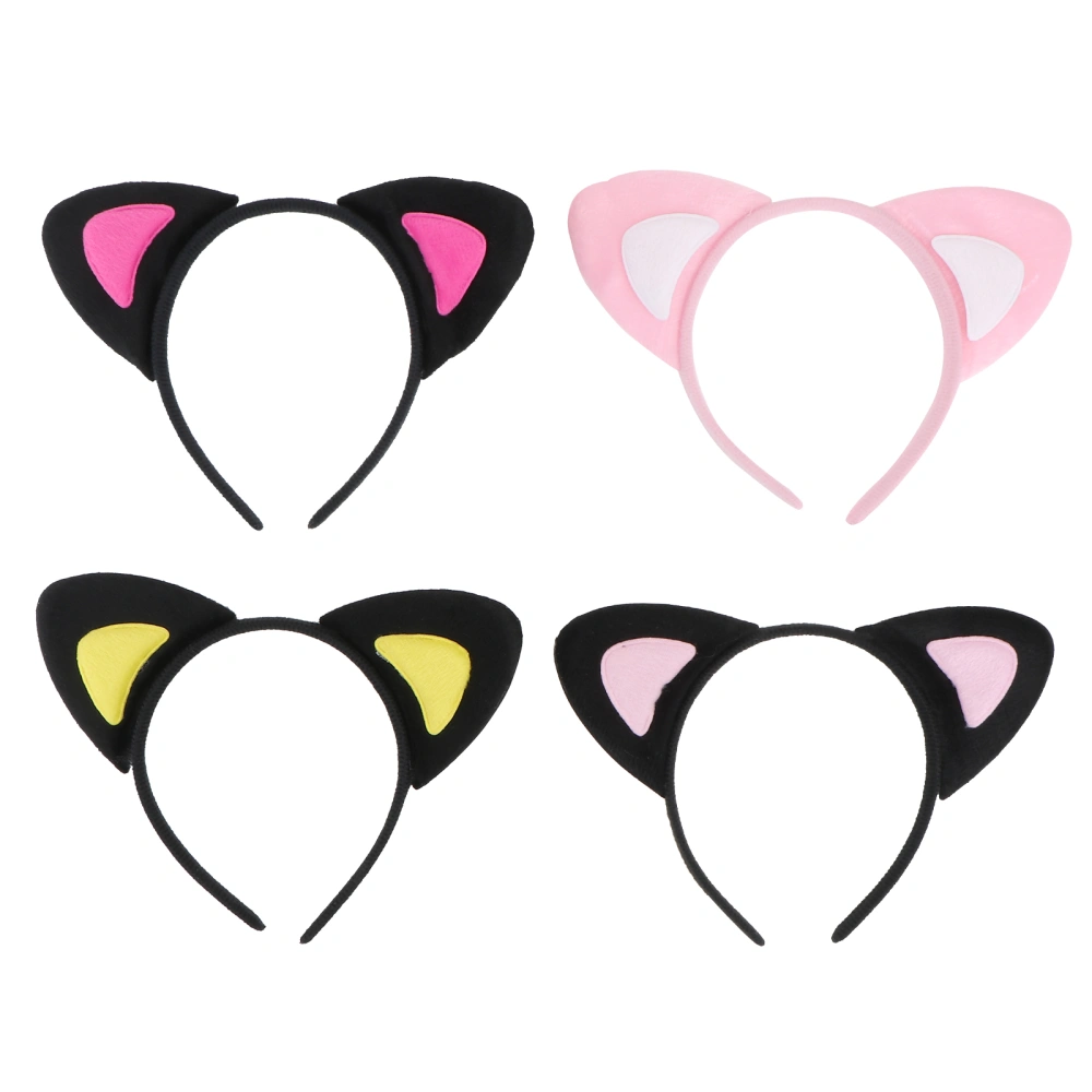 4pcs Plush Attractive Double Color Cat Ear Headband Hair Band Hair Accessories