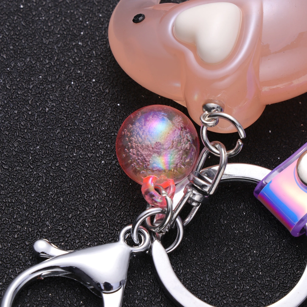 Acrylic Cartoon Elephant Keychain Creative Key Ring Stylish Key Hanging Decoration Key Holder Bag Pendant for Women Girls (Korean Pink)