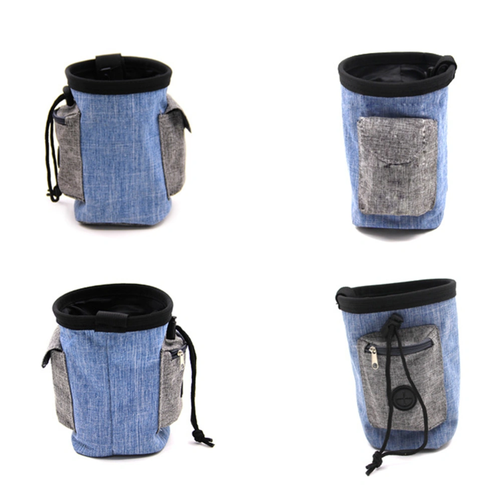 Dog Treat Pouch Pet Hands Free Training Waist Bag Pet Food Storage Bin for Outdoor Traveling Training (Blue)