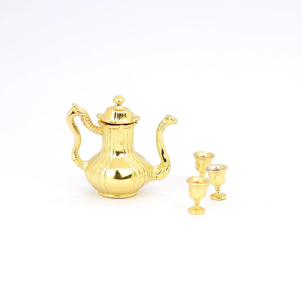 1 Set of Doll House Decoration Kitchen Accessories Doll House Mini Tea Pot Cup Set Miniatures