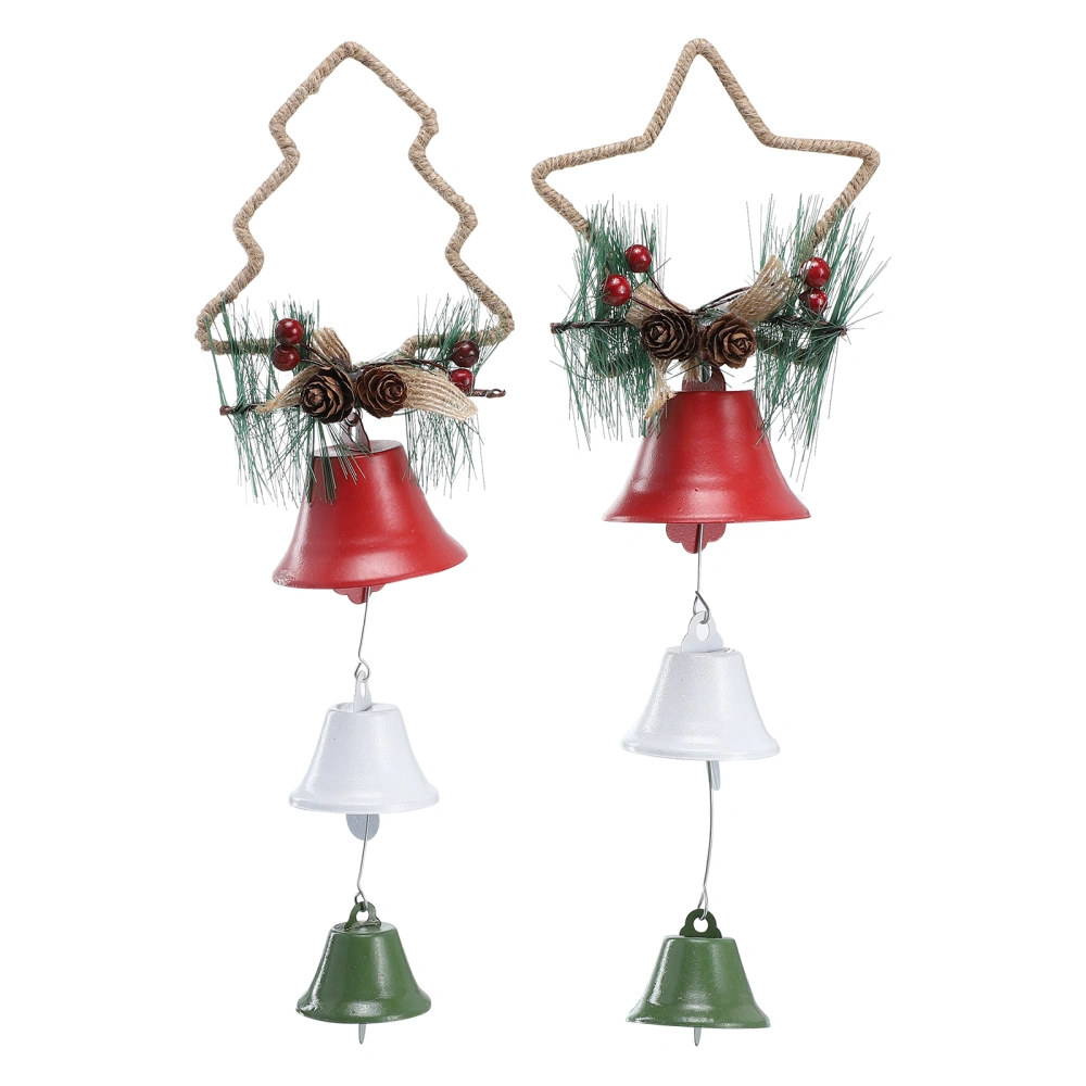 2pcs Xmas Iron Art Decorative Bell Pendant Home Wall Hanging Decor Xmas Bell