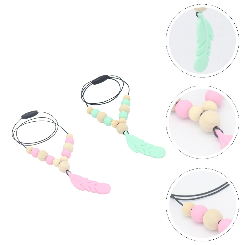 2pcs Fashion Baby Teething Necklaces Baby Hanging Molar Toys Chewing Pendants