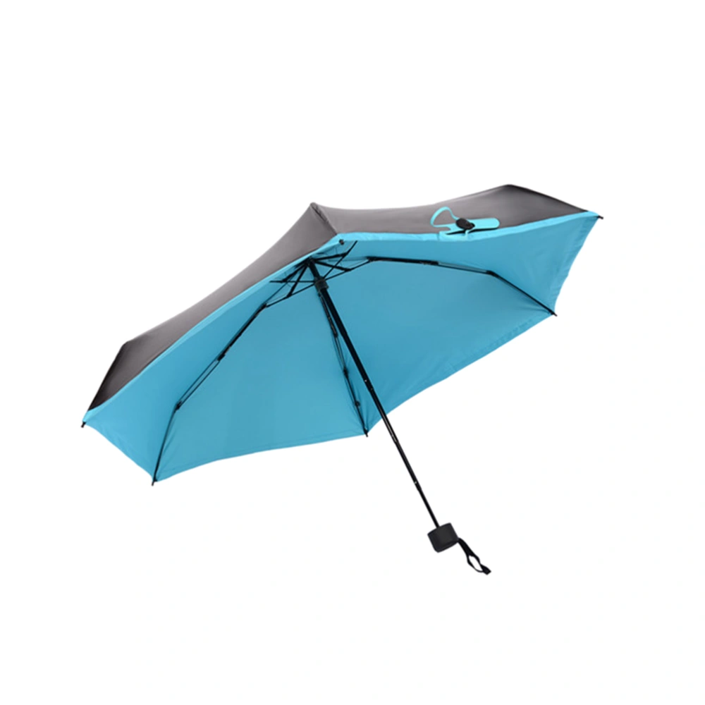 Mini Pocket Umbrella Compact Folding Travel Parasol Anti-UV Sun Rain Protection Windproof Umbrella (Sky Blue)