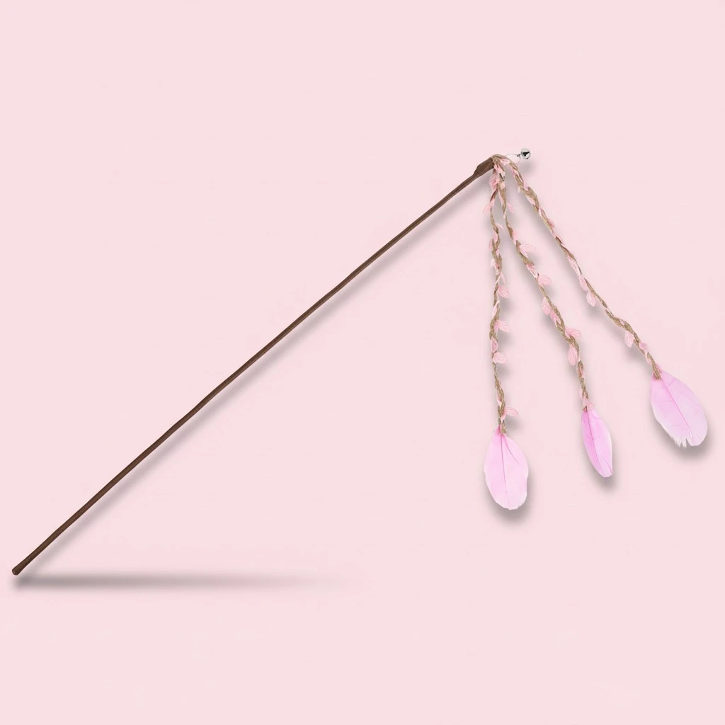 Branch Simulation Cat Teaser Wand with Bell Decor Wood Stick Cat Interactive Toy