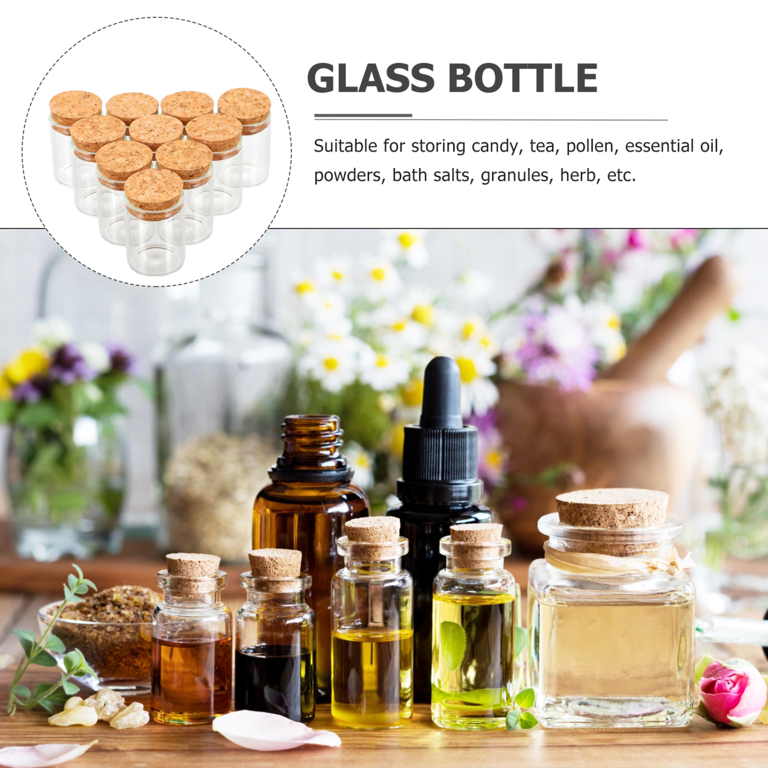 20pcs Scientific Experiment Test Tubes Pollen Storage Container with Cork