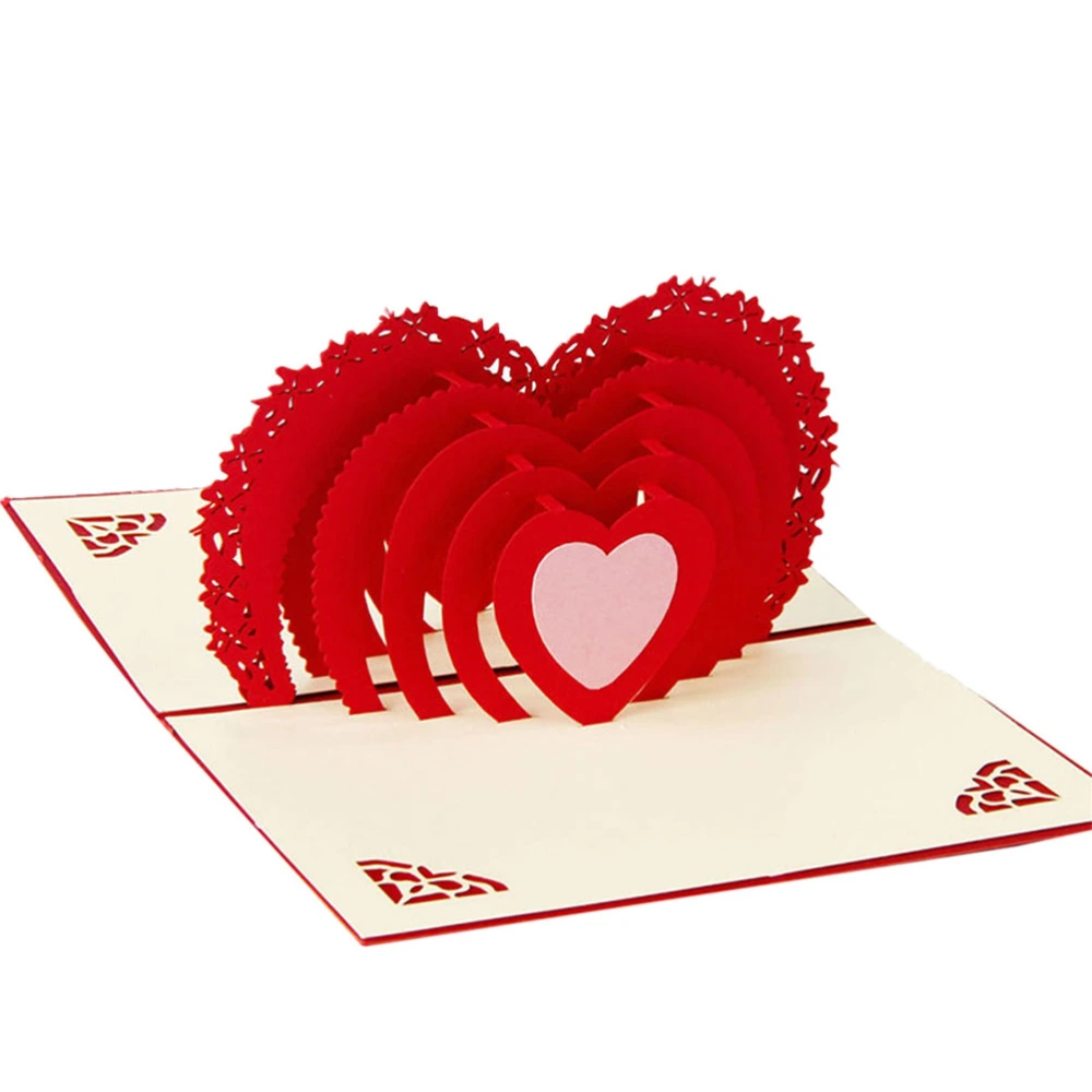 3D Love Greeting Gift Cards Lovers Memory Creative Valentine's Day Memory for Lover (Red)