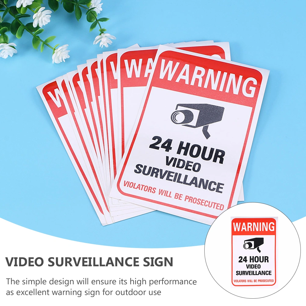 20pcs Durable 24 Hour Video Surveillance Sticker Warning Video Surveillance Sign