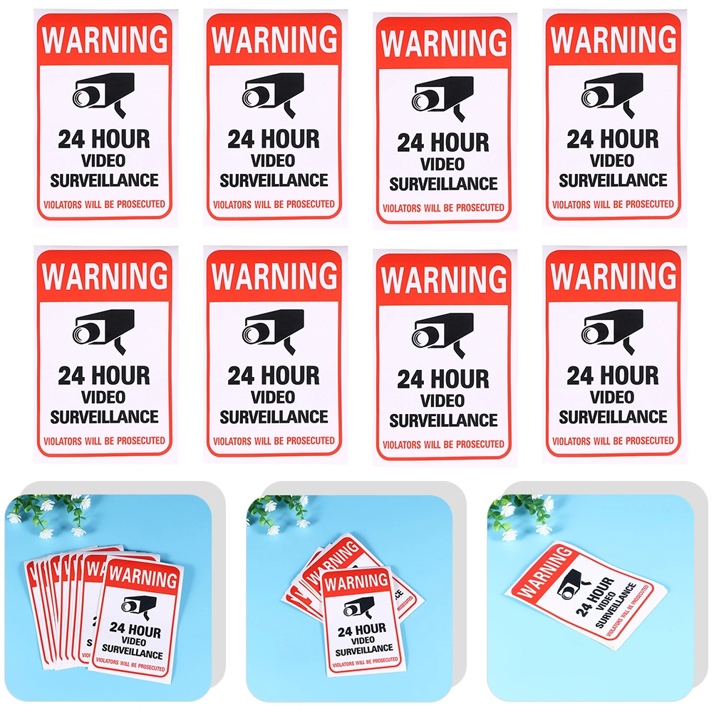 20pcs Durable 24 Hour Video Surveillance Sticker Warning Video Surveillance Sign