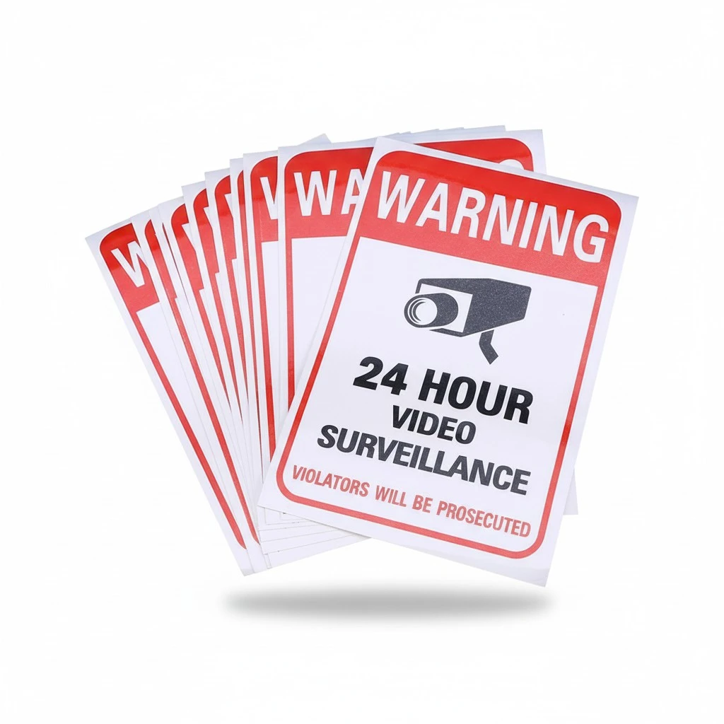 20pcs Durable 24 Hour Video Surveillance Sticker Warning Video Surveillance Sign