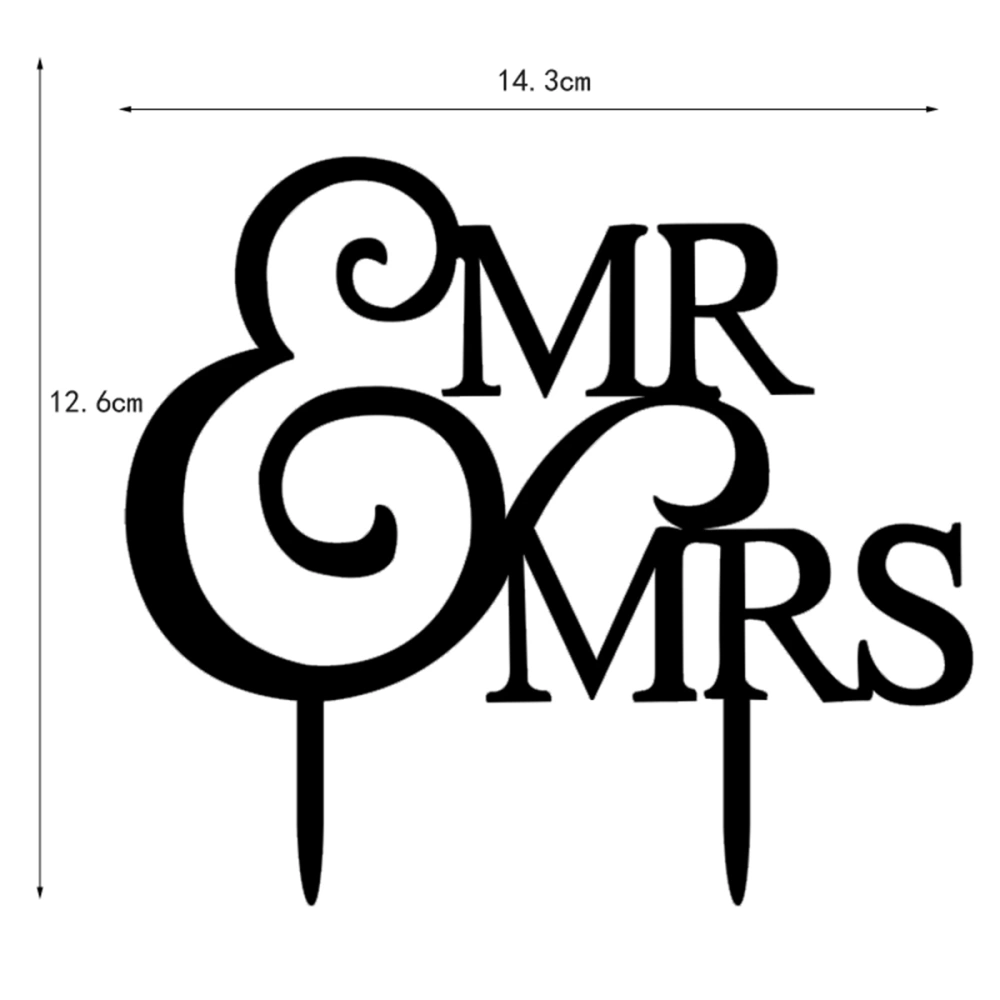 Mr and Mrs Cake Topper Acrylic Wedding Cake Toppers for Cake Decoration (Black)