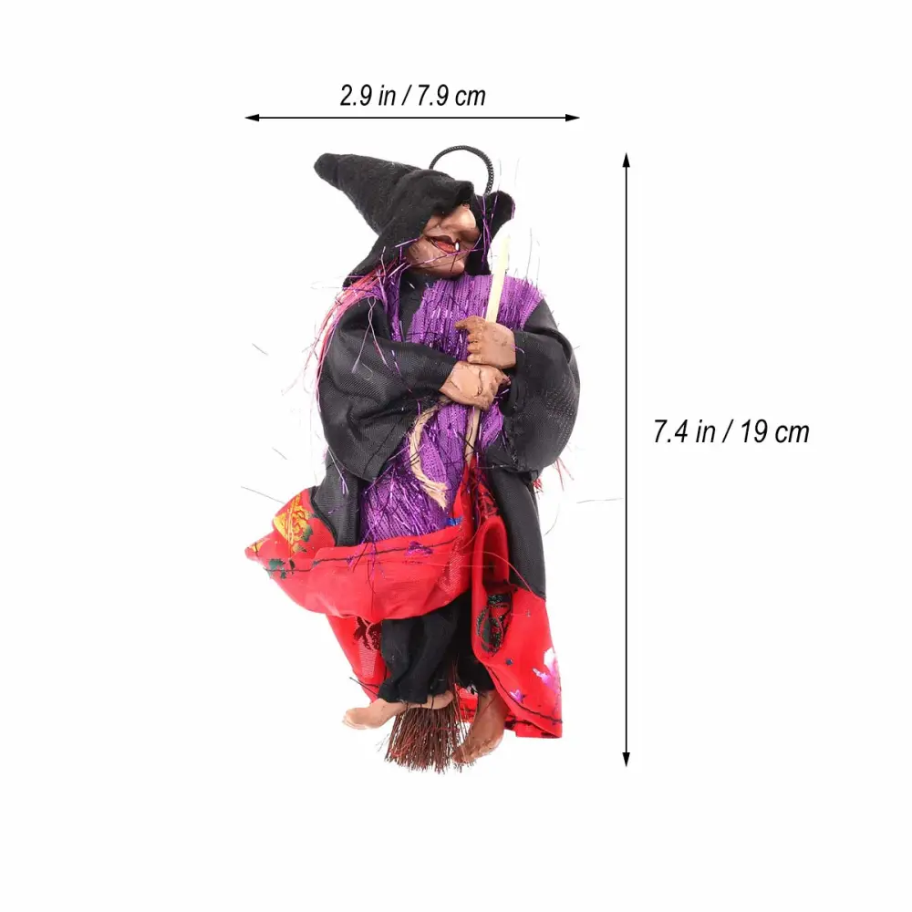 2PCS Halloween Decoration Hanging Witch Horror Hanging Flying Witch Figurine Ornaments Pendant for Patio Lawn Garden Holiday Party (Random Color)