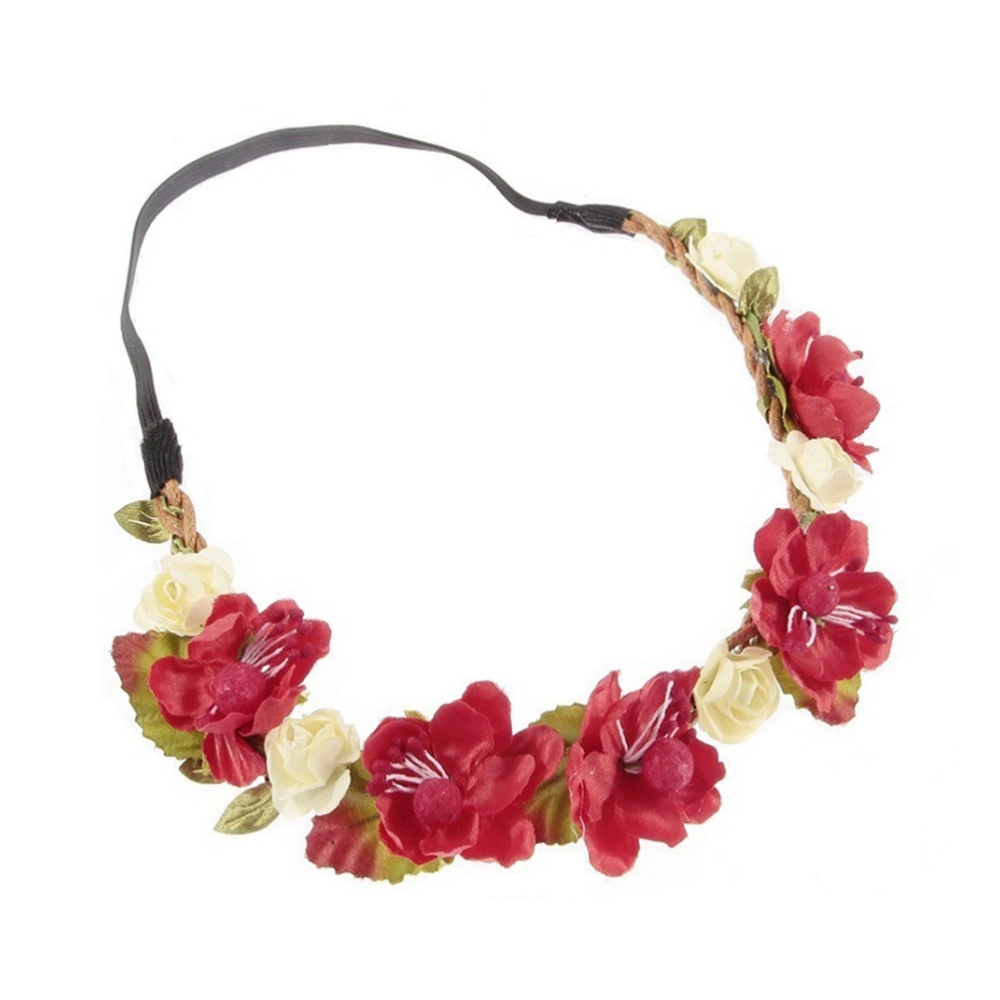 8pcs Baby Florals Elastic Headband Simulation Flower and Leaf Headwrap Headdress (Random Color)