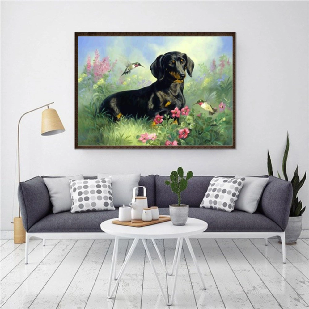 DIY Beads Painting Embroidery Cross Stitch Painting Pictures DIY Arts Crafts Household Wall Decor Cross Stitch Kit (Dog)