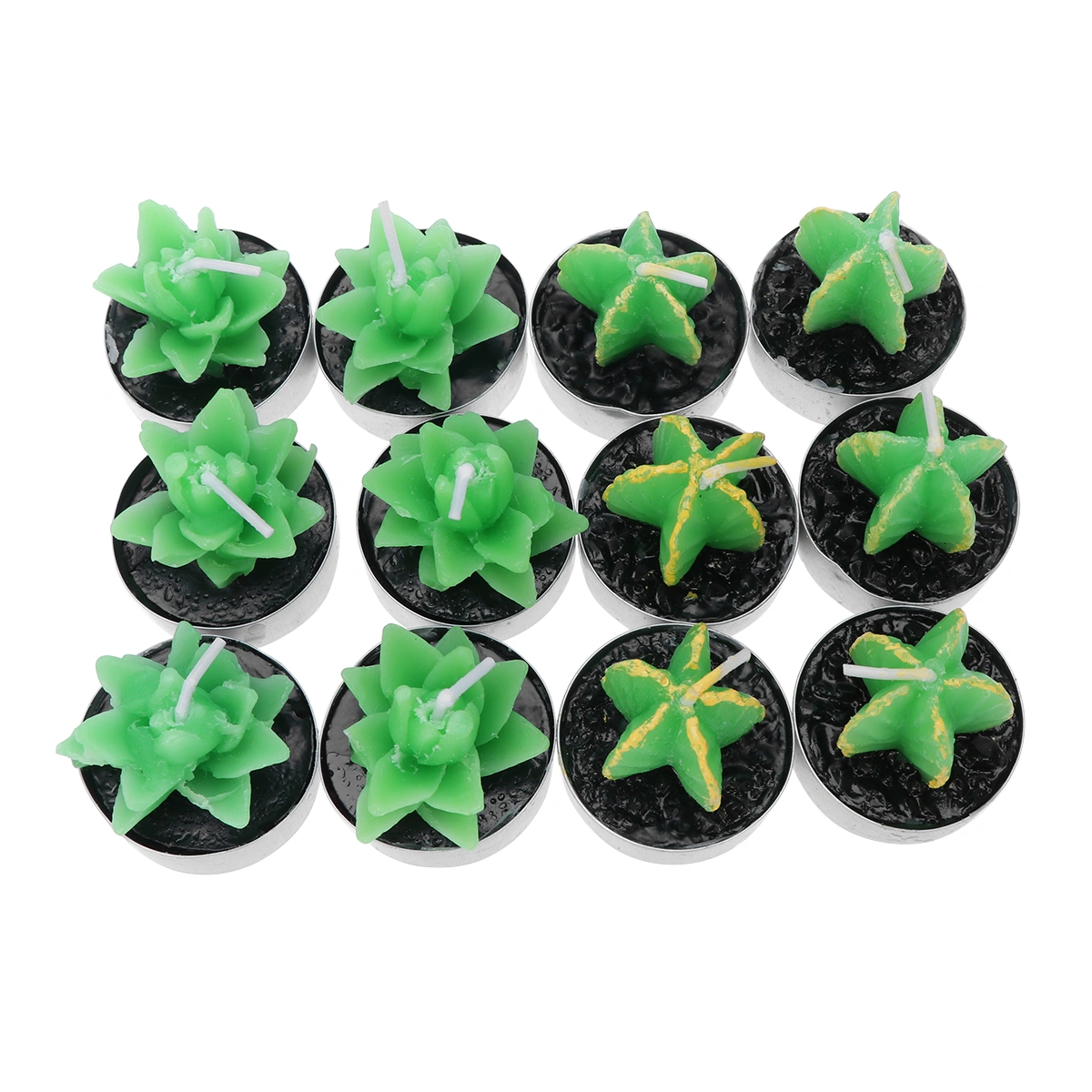 12pcs Cactus Succulent Potted Plant Artificial Candles Scented Candles Party Decoraton (Carambola, Aloe, 1 Pack Each)