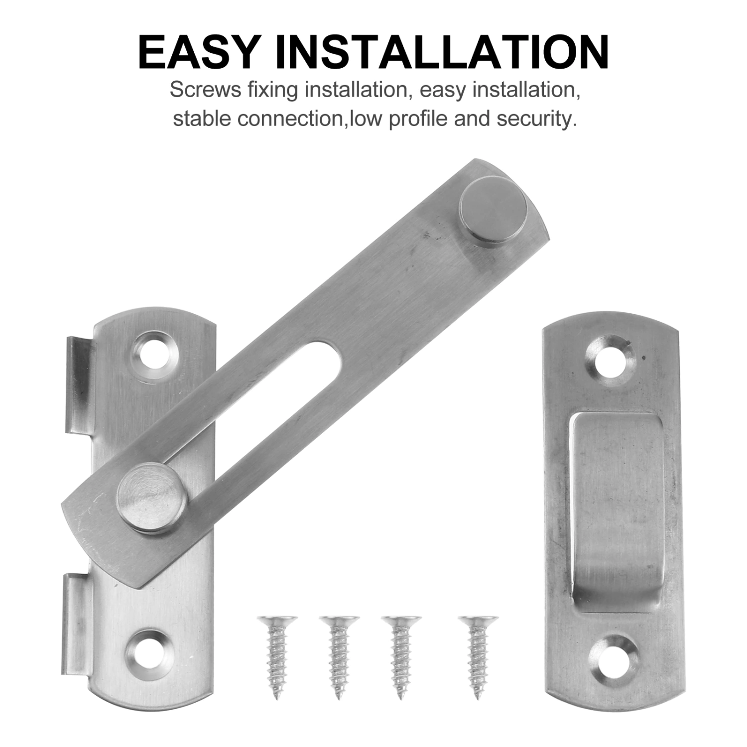 4 inch Stainless Steel Door Latch Brushed Texture Bolt Insurance Bolt Door Buckle Small Pet Cage Door Lock (Silver)