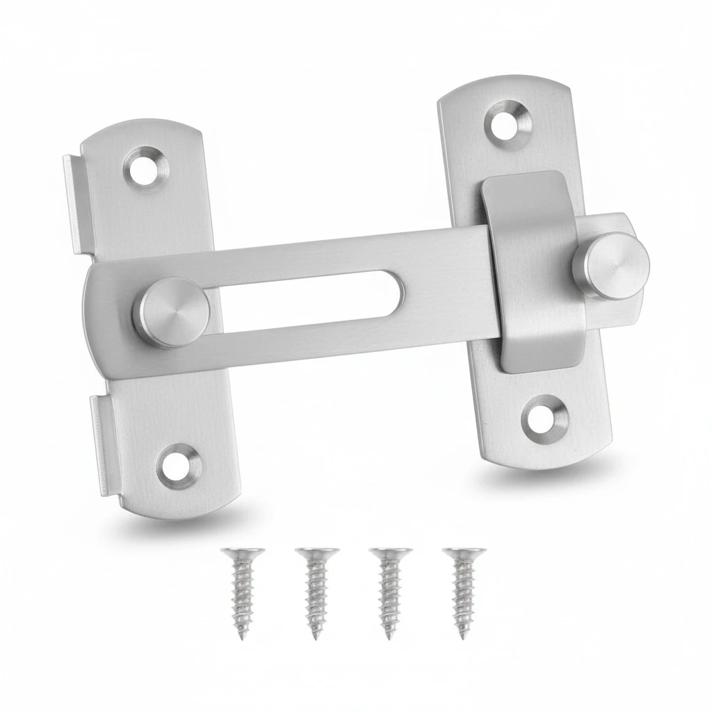 4 inch Stainless Steel Door Latch Brushed Texture Bolt Insurance Bolt Door Buckle Small Pet Cage Door Lock (Silver)