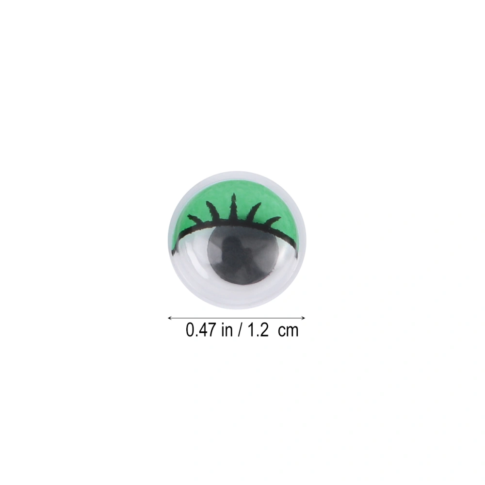 100Pcs 12mm Eyelashes Wiggly Wobbly Googly Eyes for Toys DIY Craft Decor (Green)