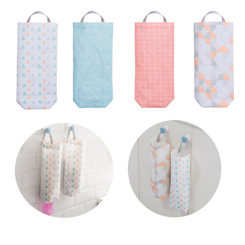 4 Pcs Oxford Cloth Trash Bag Storage Pouch Multipurpose Folding Portable Hanging Garbage Pouch Household Cupboard Storage Pouch (Rectangle/Triangle/Circle/Grid)