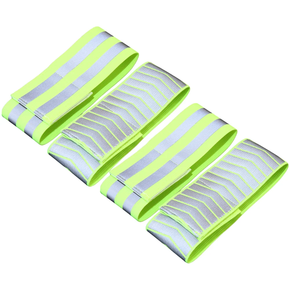 4pcs High Visibility Sports Wrist Bands with Reflector Safety Straps for Night