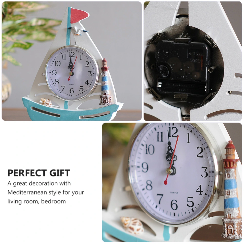 1Pc Sailboat Clock Alarm Clock Mediterranean Decor Clock for Home Office