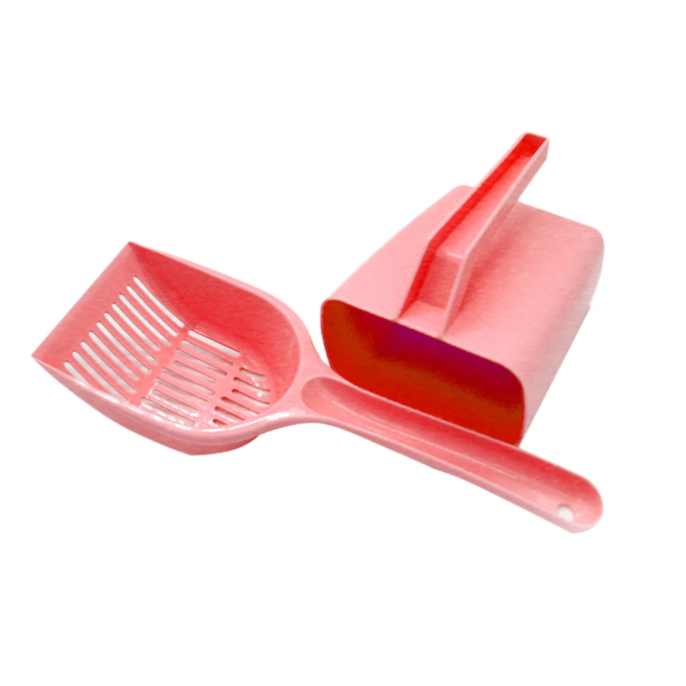 Portable Cat Litter Cleaning Tool Set Kitten Litter Scoop Pet Sand Shovel Cleaning Tool Pet Cat Cleaning Accessories (Pink)