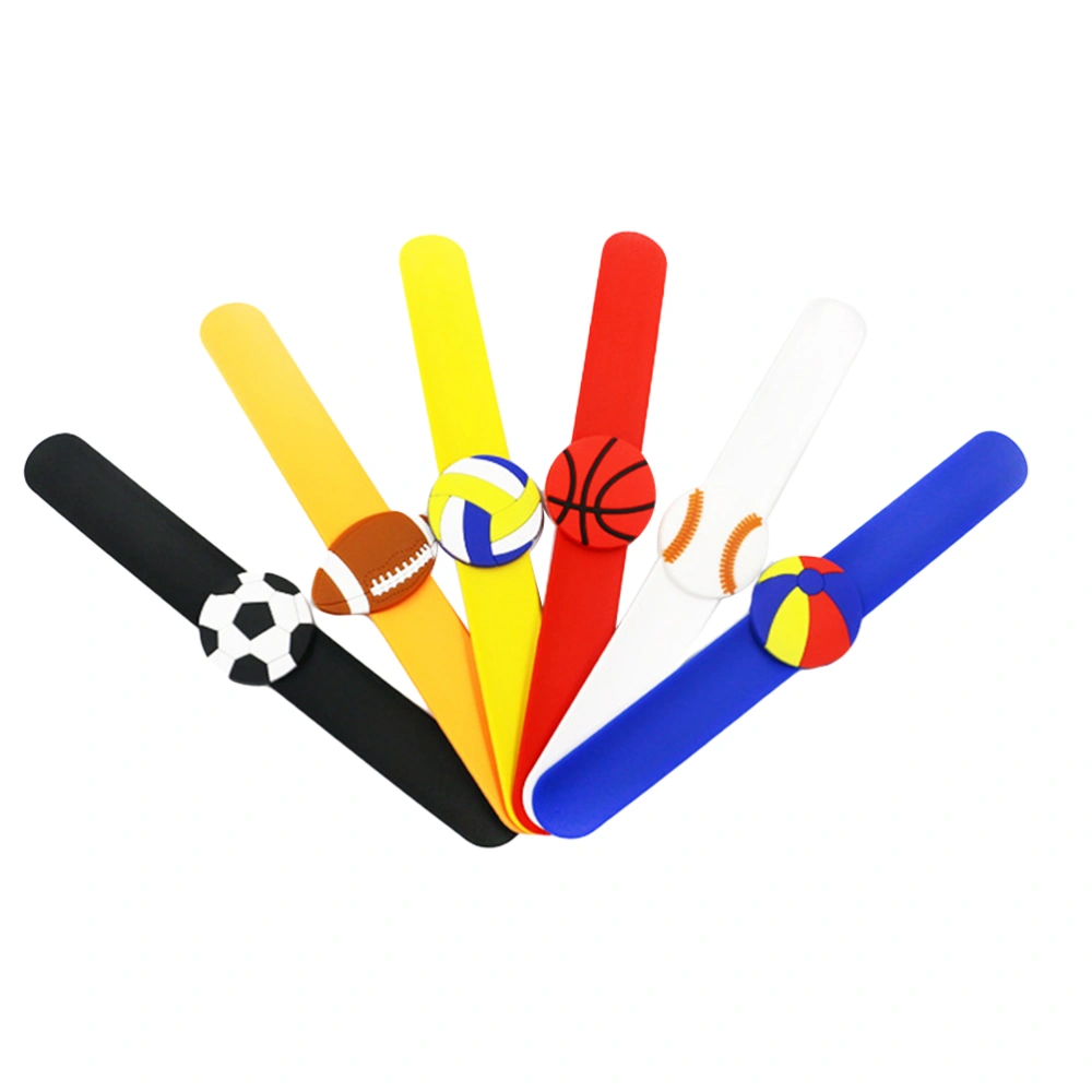 6pcs Sports Silicone Bracelet Personality Ball Wrist Band Hand Rings Decoration (Random Color, Random Style)